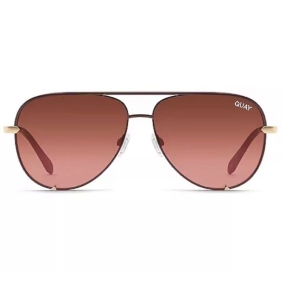 NWOT  QUAY High Key Sunglasses Bronze Frame Brown Pink Gradient mirrored - Picture 2 of 8